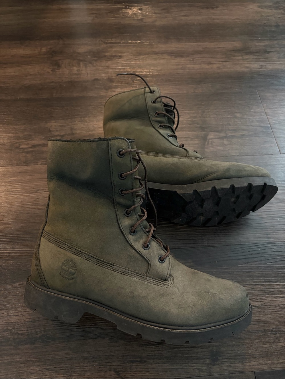 Timberland Olive Green Lace-Up Work Boots waterproof